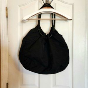 HOBO International Elizabeth Black Nylon Leather Strap Grommet Tote Bag